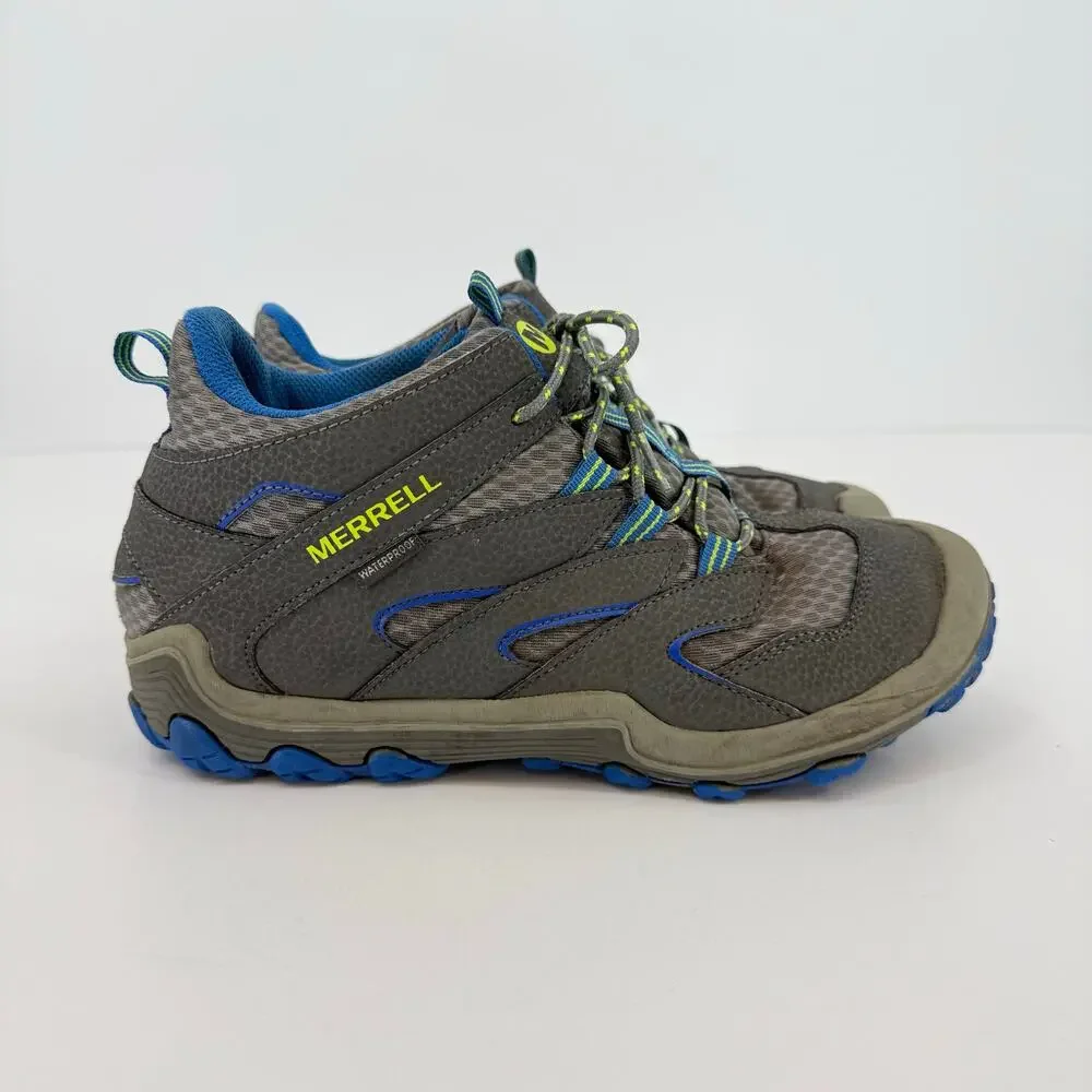 Merrell Chameleon Mid Waterproof HIking Boots Blue Gray Big Kid 7 Womens 8
